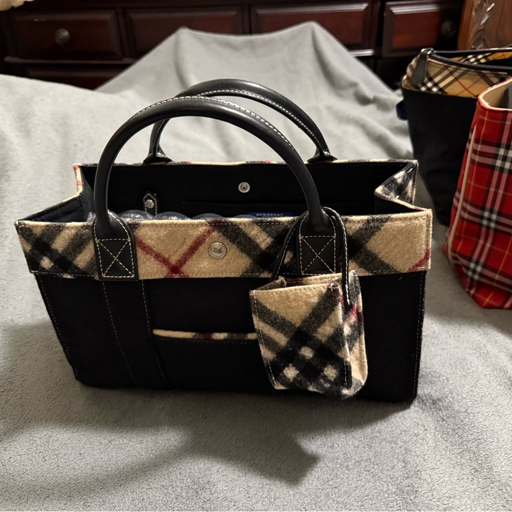 Burberry Black and Tan Checkered Women's Bag